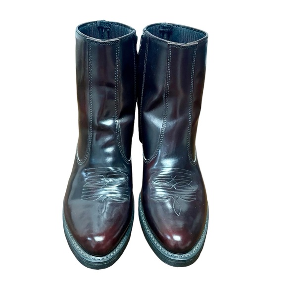 Laredo Mens Sz 9 Long Haul Black Cherry Leather Side Zipper Western Boots #62008 - Picture 6 of 12